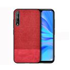 For Huawei Enjoy 10s Shockproof Splicing PU + Cloth Protective Case(Red) - 1