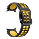 For Samsung Galaxy Watch4 40mm / 44mm Double-row Hole Two-color Silicone Watch Band(Black Yellow) - 1