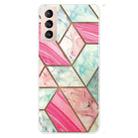 For Samsung Galaxy S22 5G Abstract Marble Pattern TPU Phone Protective Case(Pink Green) - 1