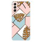 For Samsung Galaxy S22+ 5G Abstract Marble Pattern TPU Phone Protective Case(Blue Pink Plaid) - 1