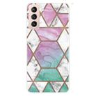 For Samsung Galaxy S22+ 5G Abstract Marble Pattern TPU Phone Protective Case(Green Purple) - 1