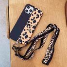 For iPhone 13 Leopard Print TPU Straight Edge Phone Case with Lanyard(Black) - 1