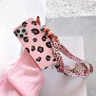 For iPhone 12 / 12 Pro Leopard Print TPU Straight Edge Phone Case with Lanyard(Pink) - 1