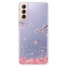 For Samsung Galaxy S22 5G Colored Drawing Pattern High Transparent TPU Phone Protective Case(Fallen Cherry Blossoms) - 1