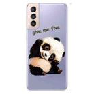 For Samsung Galaxy S22 5G Colored Drawing Pattern High Transparent TPU Phone Protective Case(Tilted Head Panda) - 1