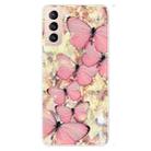 For Samsung Galaxy S22 5G Colored Drawing Pattern High Transparent TPU Phone Protective Case(Multiple Pink Butterflies) - 1