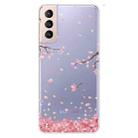 For Samsung Galaxy S22+ 5G Colored Drawing Pattern High Transparent TPU Phone Protective Case(Fallen Cherry Blossoms) - 1