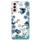 For Samsung Galaxy S22+ 5G Colored Drawing Pattern High Transparent TPU Phone Protective Case(Chrysanthemum Butterfly) - 1