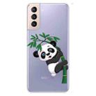 For Samsung Galaxy S22+ 5G Colored Drawing Pattern High Transparent TPU Phone Protective Case(Panda Climbing Bamboo) - 1