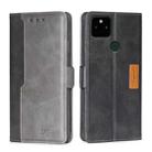 For Google Pixel 5a 5G Retro Texture Contrast Color Buckle Horizontal Flip Leather Phone Case with Holder(Black+Grey) - 1