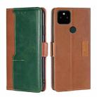 For Google Pixel 5a 5G Retro Texture Contrast Color Buckle Horizontal Flip Leather Phone Case with Holder(Light Brown+Green) - 1
