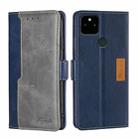 For Google Pixel 5a 5G Retro Texture Contrast Color Buckle Horizontal Flip Leather Phone Case with Holder(Blue+Grey) - 1