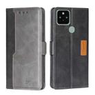 For Google Pixel 5 Retro Texture Contrast Color Buckle Horizontal Flip Leather Phone Case with Holder(Black+Grey) - 1