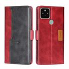 For Google Pixel 5 Retro Texture Contrast Color Buckle Horizontal Flip Leather Phone Case with Holder(Red+Black) - 1