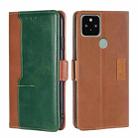 For Google Pixel 5 Retro Texture Contrast Color Buckle Horizontal Flip Leather Phone Case with Holder(Light Brown+Green) - 1