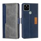 For Google Pixel 5 Retro Texture Contrast Color Buckle Horizontal Flip Leather Phone Case with Holder(Blue+Grey) - 1