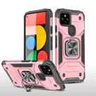 For Google Pixel 4a 5G Magnetic Armor Shockproof TPU + PC Phone Case with Metal Ring Holder(Rose Gold) - 1