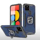 For Google Pixel 5a Magnetic Armor Shockproof TPU + PC Phone Case with Metal Ring Holder(Blue) - 1