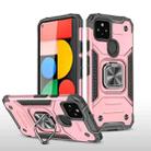 For Google Pixel 5a Magnetic Armor Shockproof TPU + PC Phone Case with Metal Ring Holder(Rose Gold) - 1