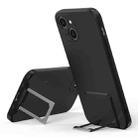 Skin Feel Frosted TPU Shockproof Phone Case with Telescopic Holder For iPhone 13(Black) - 1