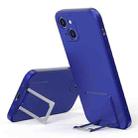 Skin Feel Frosted TPU Shockproof Phone Case with Telescopic Holder For iPhone 13(Blue) - 1