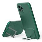 Skin Feel Frosted TPU Shockproof Phone Case with Telescopic Holder For iPhone 13 Pro(Green) - 1