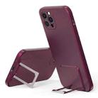 Skin Feel Frosted TPU Shockproof Phone Case with Telescopic Holder For iPhone 13 Pro(Red Wine) - 1