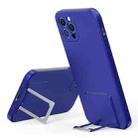 Skin Feel Frosted TPU Shockproof Phone Case with Telescopic Holder For iPhone 13 Pro Max(Blue) - 1