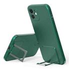 Skin Feel Frosted TPU Shockproof Phone Case with Telescopic Holder For iPhone 12(Green) - 1