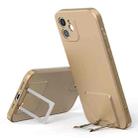 Skin Feel Frosted TPU Shockproof Phone Case with Telescopic Holder For iPhone 12(Tyrant Gold) - 1