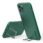 Skin Feel Frosted TPU Shockproof Phone Case with Telescopic Holder For iPhone 12 Pro(Green) - 1