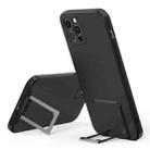 Skin Feel Frosted TPU Shockproof Phone Case with Telescopic Holder For iPhone 12 Pro Max(Black) - 1