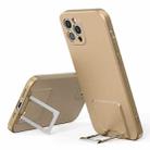 Skin Feel Frosted TPU Shockproof Phone Case with Telescopic Holder For iPhone 12 Pro Max(Tyrant Gold) - 1