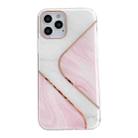 For iPhone 13 Dual-side Laminating  Marble TPU Phone Case(S Pink White) - 1