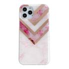 For iPhone 13 Dual-side Laminating  Marble TPU Phone Case(Stitching Pink) - 1