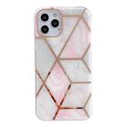 For iPhone 13 Pro Dual-side Laminating  Marble TPU Phone Case (Stitching Pink Gray) - 1