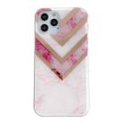 For iPhone 13 Pro Max Dual-side Laminating  Marble TPU Phone Case (Stitching Pink) - 1