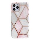 For iPhone 11 Dual-side Laminating  Marble TPU Phone Case (Stitching Pink Gray) - 1