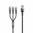 WK WDC-150 3 In 1 8 Pin + Micro USB + Type-C / USB-C Metal Charging Cable, Length: 1.2m(Black) - 1