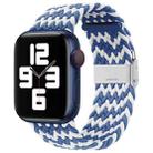 Nylon Braid One Buckle Watch Band For Apple Watch Series 8&7 41mm / SE 2&6&SE&5&4 40mm / 3&2&1 38mm(W Blue White) - 1