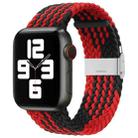 Nylon Braid One Buckle Watch Band For Apple Watch Series 9&8&7 41mm / SE 3&SE 2&6&SE&5&4 40mm / 3&2&1 38mm(Z Black Red) - 1