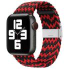 Nylon Braid One Buckle Watch Band For Apple Watch Ultra 49mm&Watch Ultra 2 49mm / Series 9&8&7 45mm / SE 3&SE 2&6&SE&5&4 44mm / 3&2&1 42mm(W Black Red) - 1