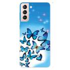For Samsung Galaxy S22 5G Shockproof Painted Transparent TPU Phone Protective Case(Blue Butterfly) - 1