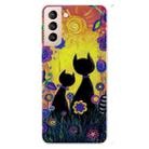 For Samsung Galaxy S22 5G Shockproof Painted Transparent TPU Phone Protective Case(Oil Painting Black Cat) - 1