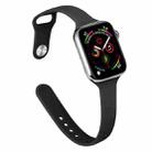 Slimming Silicone Watch Band For Apple Watch Series 9&8&7 41mm / SE 3&SE 2&6&SE&5&4 40mm / 3&2&1 38mm(Black) - 1