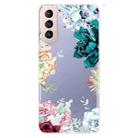 For Samsung Galaxy S22+ 5G Painted Pattern High Transparent TPU Phone  Protective Case(Gem Flower) - 1