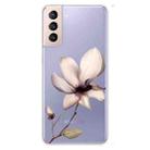 For Samsung Galaxy S22 5G Coloured Drawing Pattern Highly Transparent TPU Phone Protective Case(Lotus) - 1