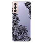 For Samsung Galaxy S22 5G Coloured Drawing Pattern Highly Transparent TPU Phone Protective Case(Black Rose) - 1