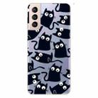 For Samsung Galaxy S22 5G Coloured Drawing Pattern Highly Transparent TPU Phone Protective Case(Black Cat) - 1