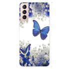 For Samsung Galaxy S22 5G Coloured Drawing Pattern Highly Transparent TPU Phone Protective Case(Purple Butterfly) - 1